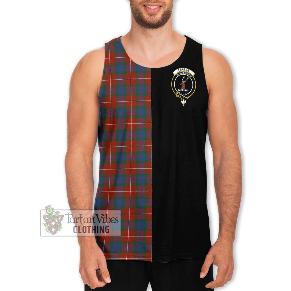 Fraser Ancient Tartan Men's Tank Top with Family Crest and Half Of Me Style Men - Tartanvibesclothing Shop