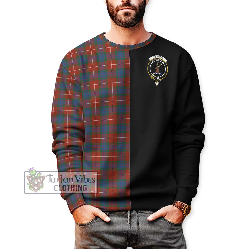 Fraser Ancient Tartan Sweatshirt with Family Crest and Half Of Me Style Unisex - Tartanvibesclothing Shop