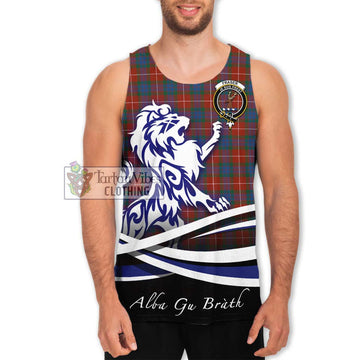 Fraser Ancient Tartan Men's Tank Top with Alba Gu Brath Regal Lion Emblem