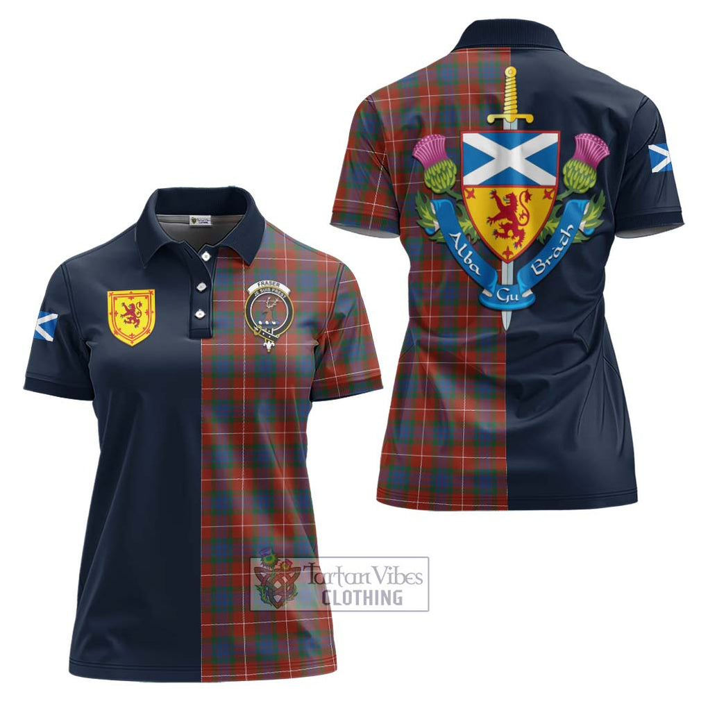 Tartan Vibes Clothing Fraser Ancient Tartan Women's Polo Shirt with Scottish Lion Royal Arm Half Style