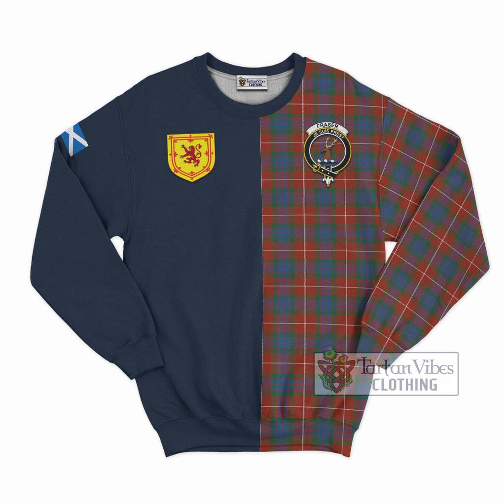 Tartan Vibes Clothing Fraser Ancient Tartan Sweatshirt with Scottish Lion Royal Arm Half Style