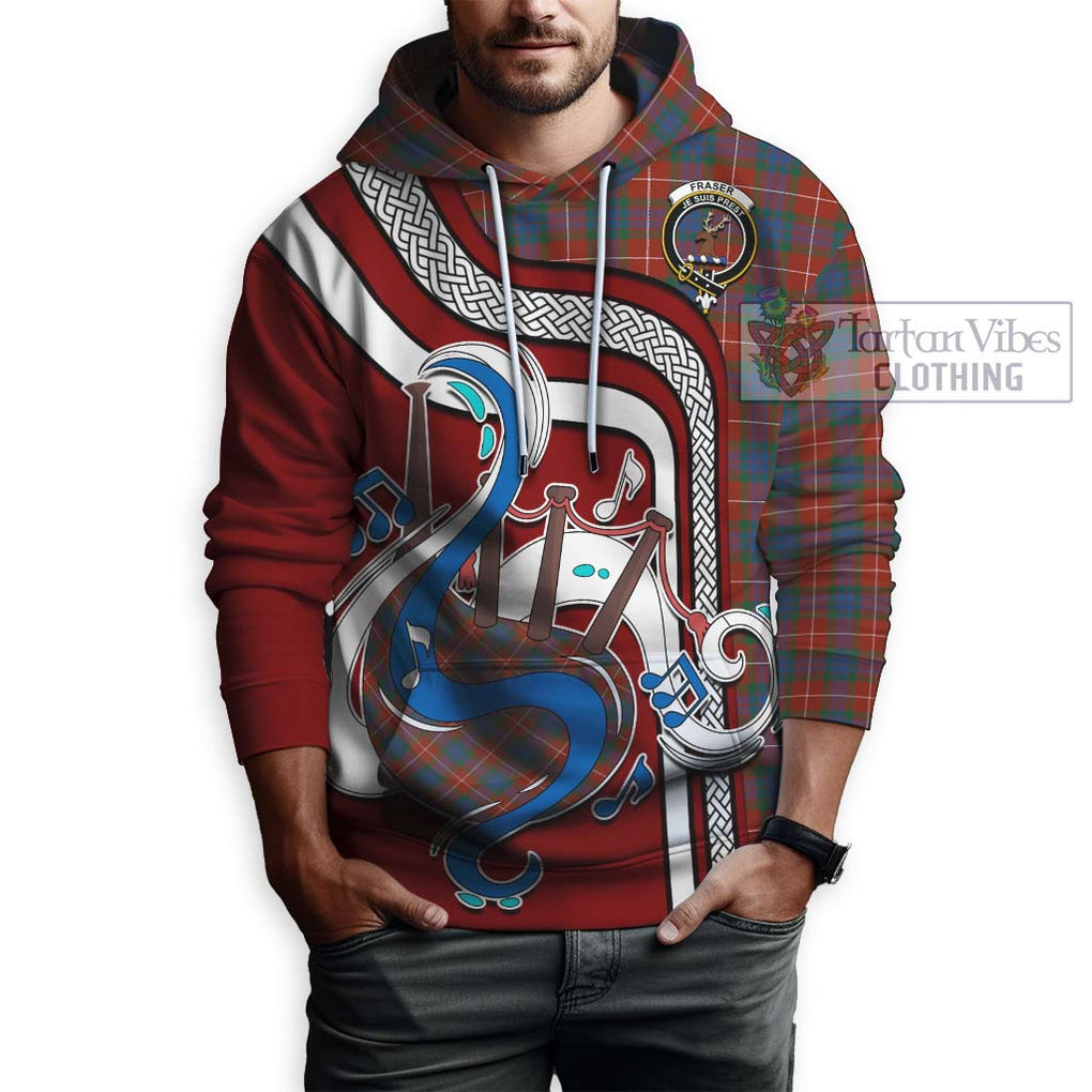 Fraser Ancient Tartan Hoodie with Epic Bagpipe Style Zip Hoodie - Tartanvibesclothing Shop