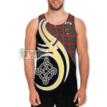 Fraser Ancient Tartan Men's Tank Top with Family Crest and Celtic Symbol Style