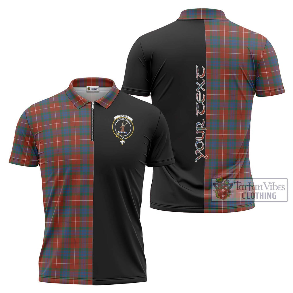 Fraser Ancient Tartan Zipper Polo Shirt with Family Crest and Half Of Me Style Unisex - Tartanvibesclothing Shop