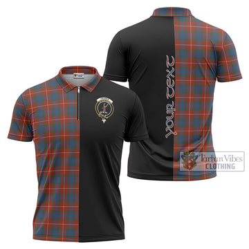 Fraser Ancient Tartan Zipper Polo Shirt with Family Crest and Half Of Me Style