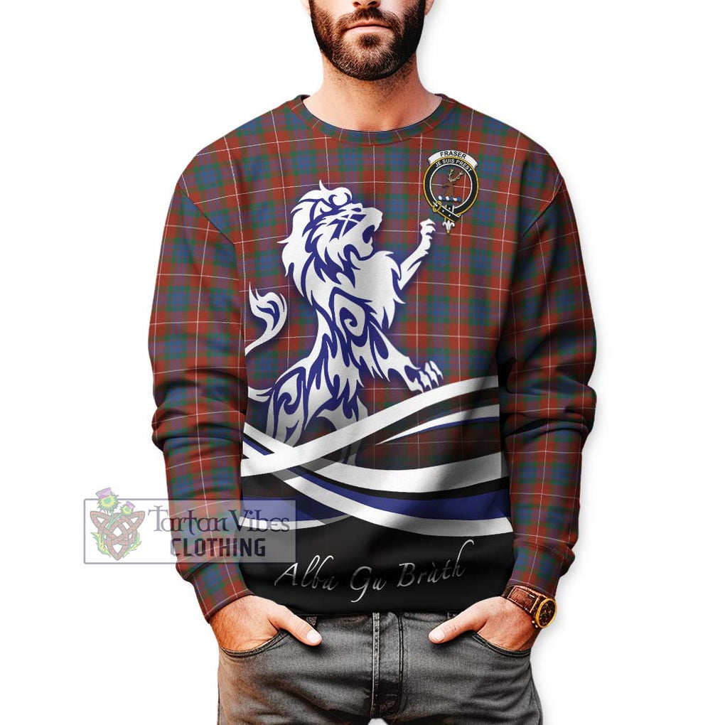 Fraser Ancient Tartan Sweatshirt with Alba Gu Brath Regal Lion Emblem Unisex - Tartanvibesclothing Shop