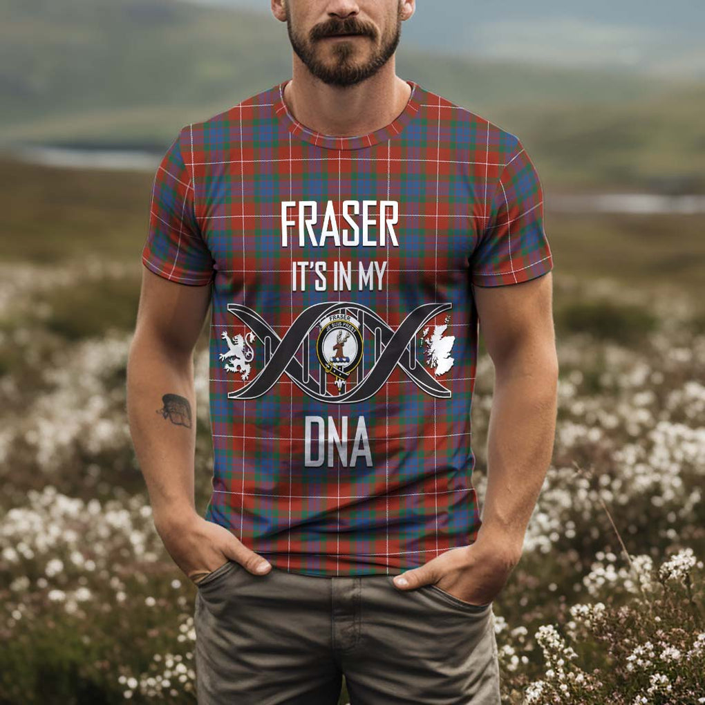 Fraser Ancient Tartan T-Shirt with Family Crest DNA In Me Style Kid's Shirt - Tartan Vibes Clothing