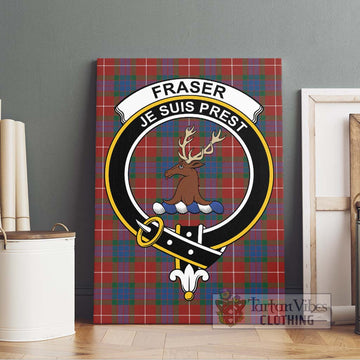 Fraser Ancient Tartan Canvas Print Wall Art with Family Crest