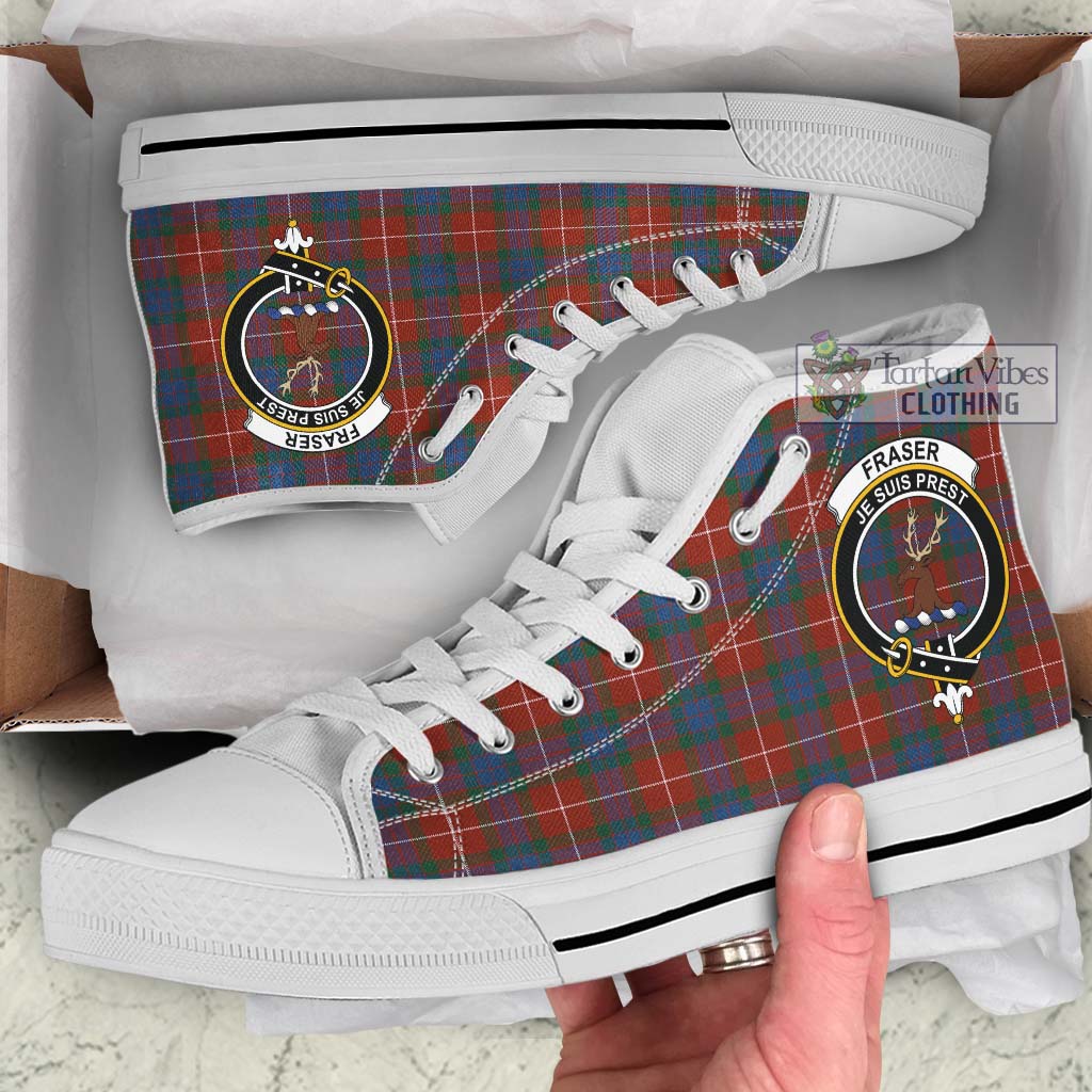 Tartan Vibes Clothing Fraser Ancient Tartan High Top Shoes with Family Crest