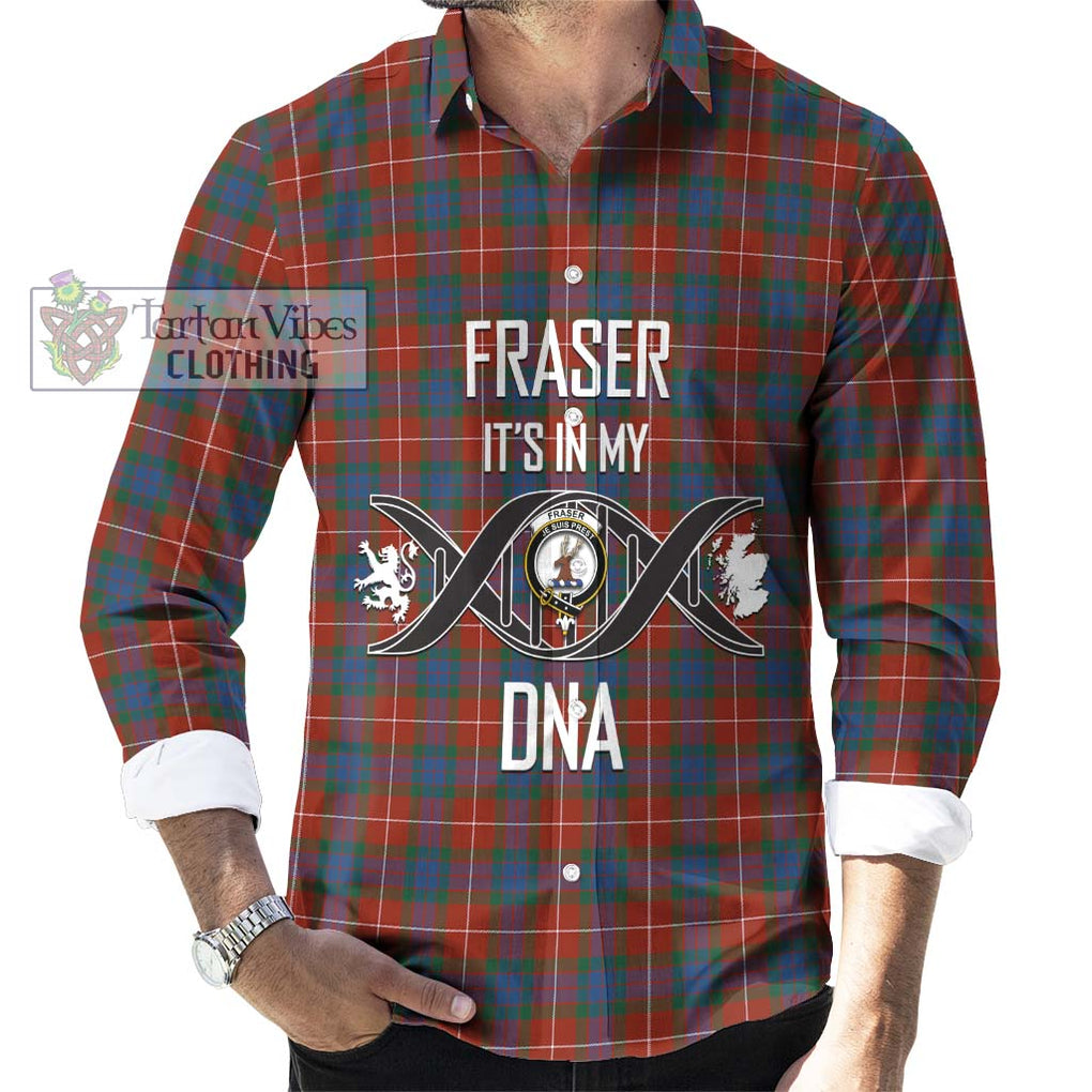 Fraser Ancient Tartan Long Sleeve Button Shirt with Family Crest DNA In Me Style Men's Shirt S - Tartanvibesclothing Shop