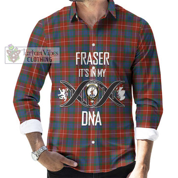 Fraser Ancient Tartan Long Sleeve Button Shirt with Family Crest DNA In Me Style