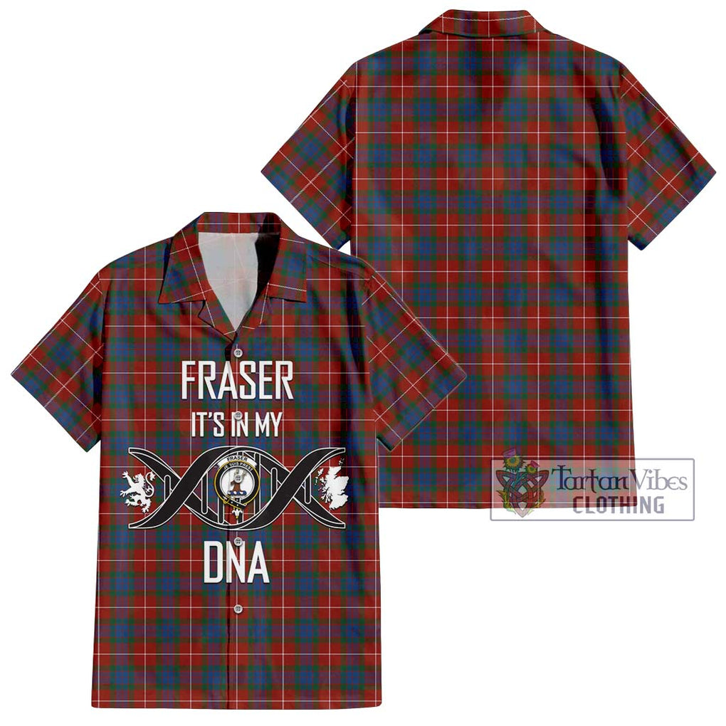 Fraser Ancient Tartan Short Sleeve Button Shirt with Family Crest DNA In Me Style Kid - Tartanvibesclothing Shop