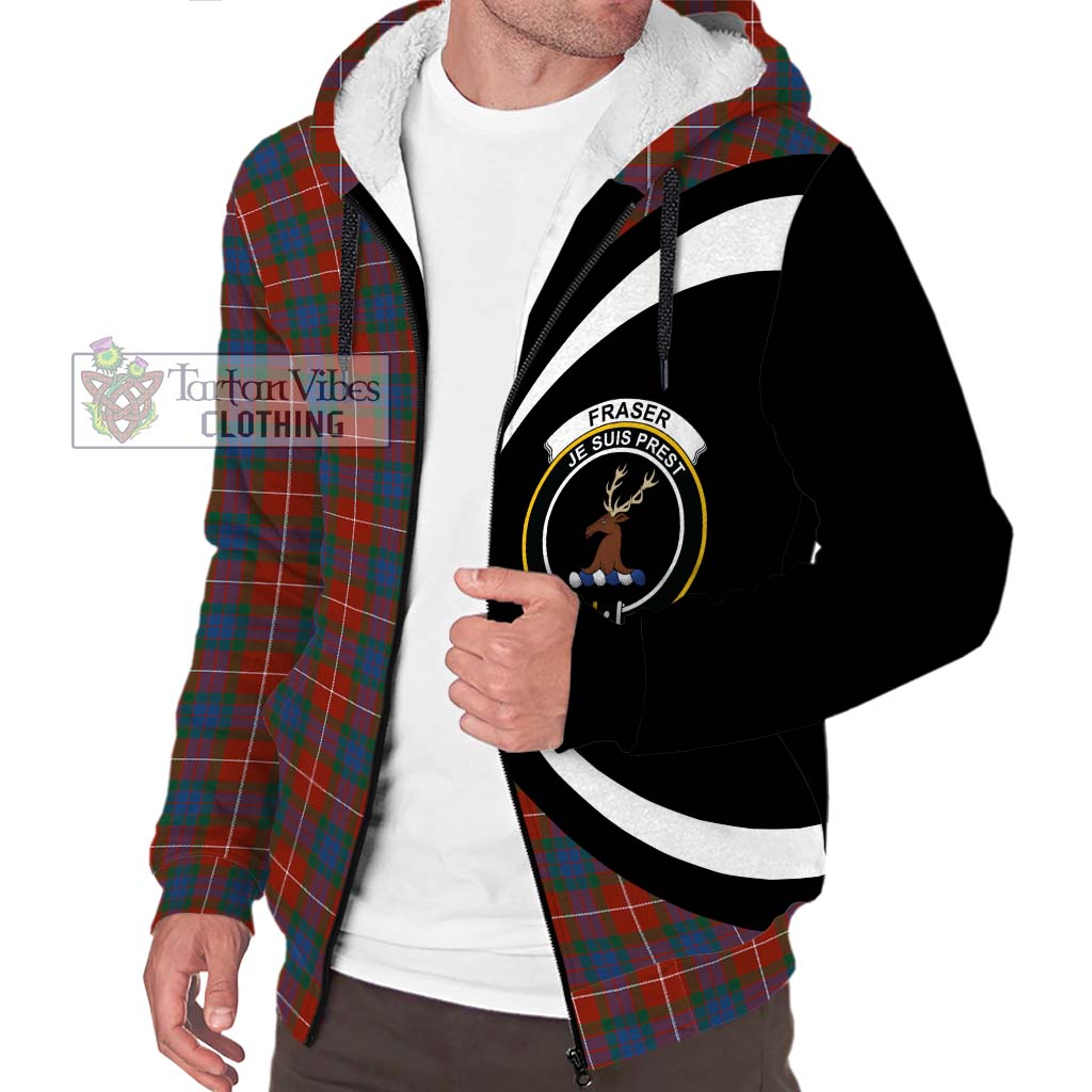 Fraser Ancient Tartan Sherpa Hoodie with Family Crest Circle Style Unisex S - Tartan Vibes Clothing