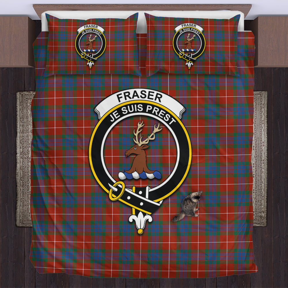 Fraser Ancient Tartan Bedding Set with Family Crest US Bedding Set - Tartan Vibes Clothing