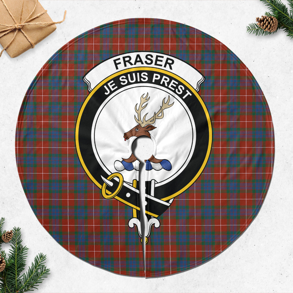 Fraser Ancient Tartan Christmas Tree Skirt with Family Crest - Tartanvibesclothing