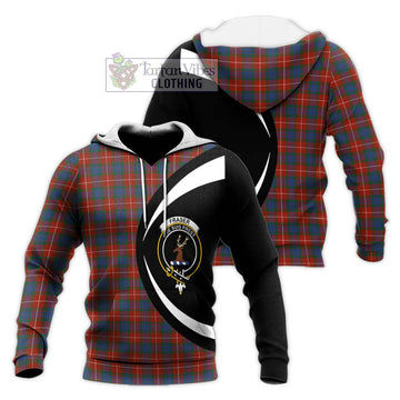 Fraser Ancient Tartan Knitted Hoodie with Family Crest Circle Style