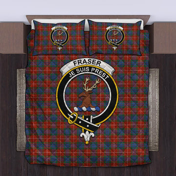 Fraser Ancient Tartan Quilt Bed Set with Family Crest