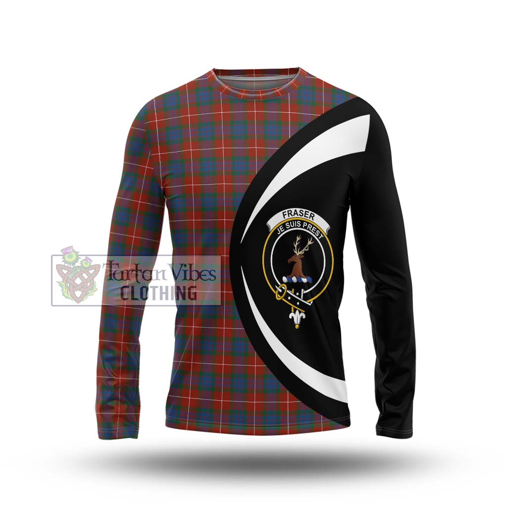 Fraser Ancient Tartan Long Sleeve T-Shirt with Family Crest Circle Style Unisex - Tartan Vibes Clothing