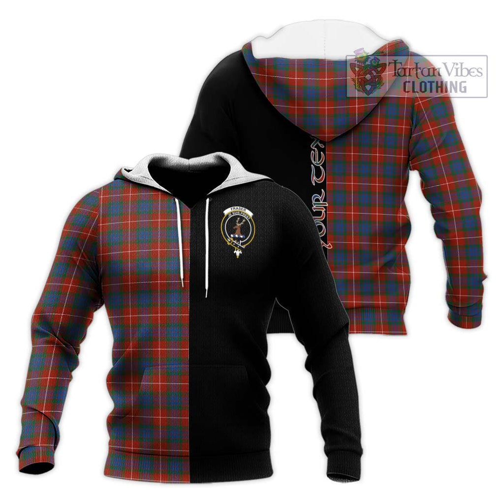 Fraser Ancient Tartan Knitted Hoodie with Family Crest and Half Of Me Style Unisex Knitted Pullover Hoodie - Tartanvibesclothing Shop