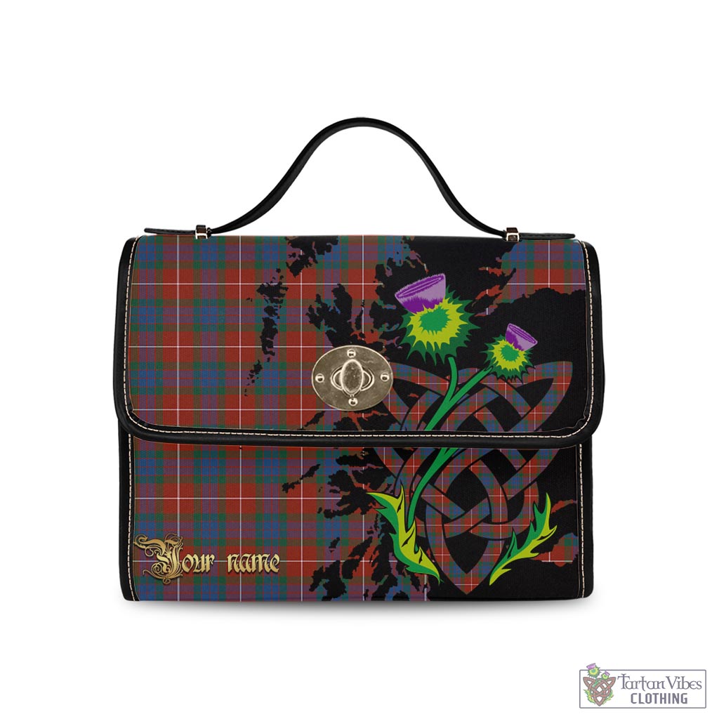 Tartan Vibes Clothing Fraser Ancient Tartan Waterproof Canvas Bag with Scotland Map and Thistle Celtic Accents