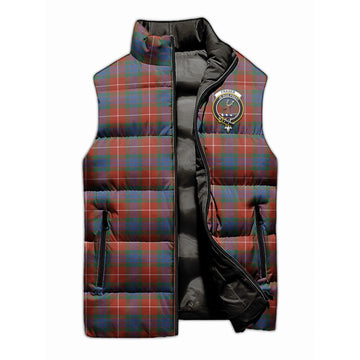 Fraser Ancient Tartan Sleeveless Puffer Jacket with Family Crest