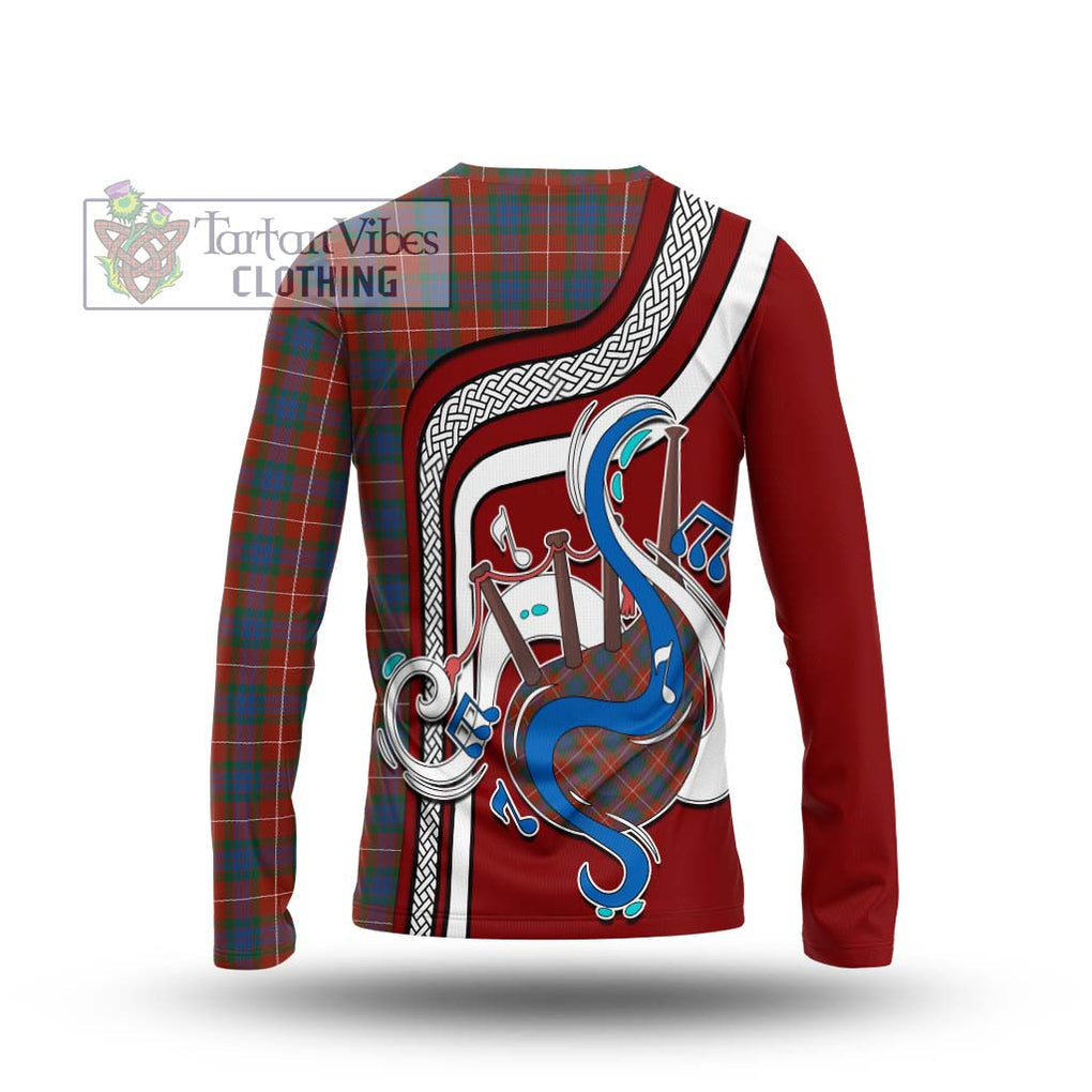 Tartan Vibes Clothing Fraser Ancient Tartan Long Sleeve T-Shirt with Epic Bagpipe Style