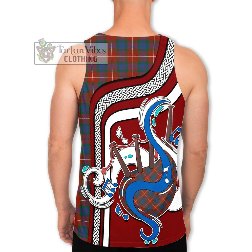 Fraser Ancient Tartan Men's Tank Top with Epic Bagpipe Style - Tartanvibesclothing Shop