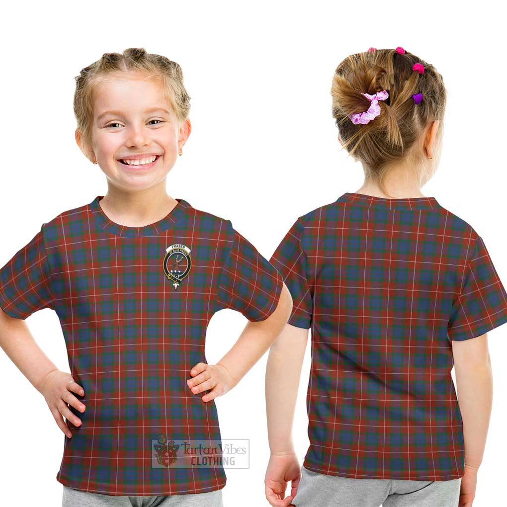 Fraser Ancient Tartan Kid T-Shirt with Family Crest - Tartanvibesclothing Shop