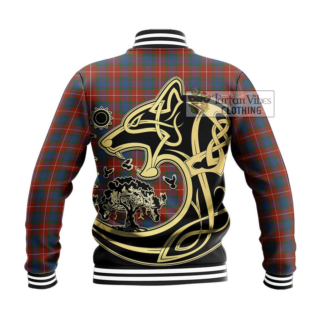 Fraser Ancient Tartan Baseball Jacket with Family Crest Celtic Wolf Style - Tartan Vibes Clothing