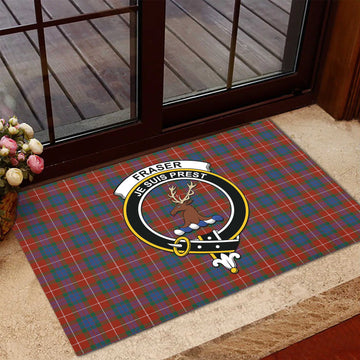 Fraser Ancient Tartan Door Mat with Family Crest