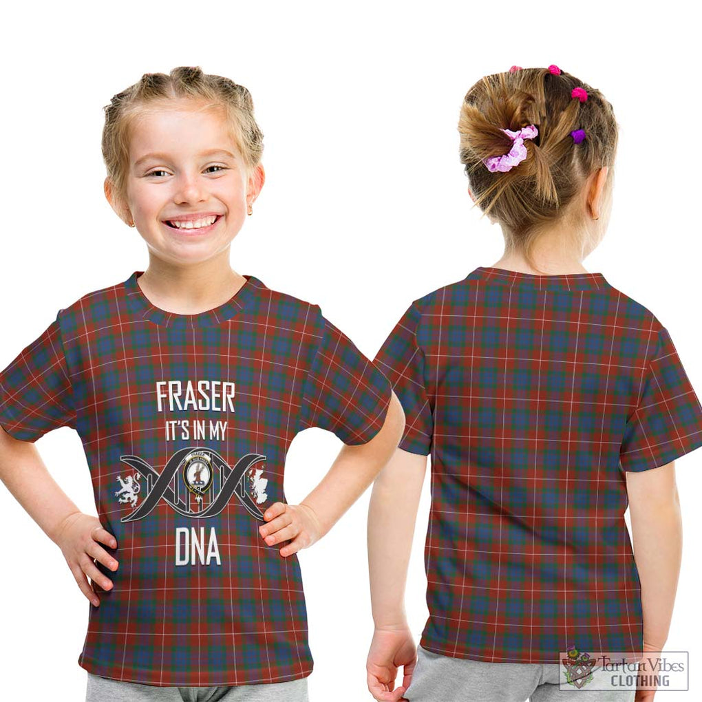 Fraser Ancient Tartan Kid T-Shirt with Family Crest DNA In Me Style - Tartanvibesclothing Shop