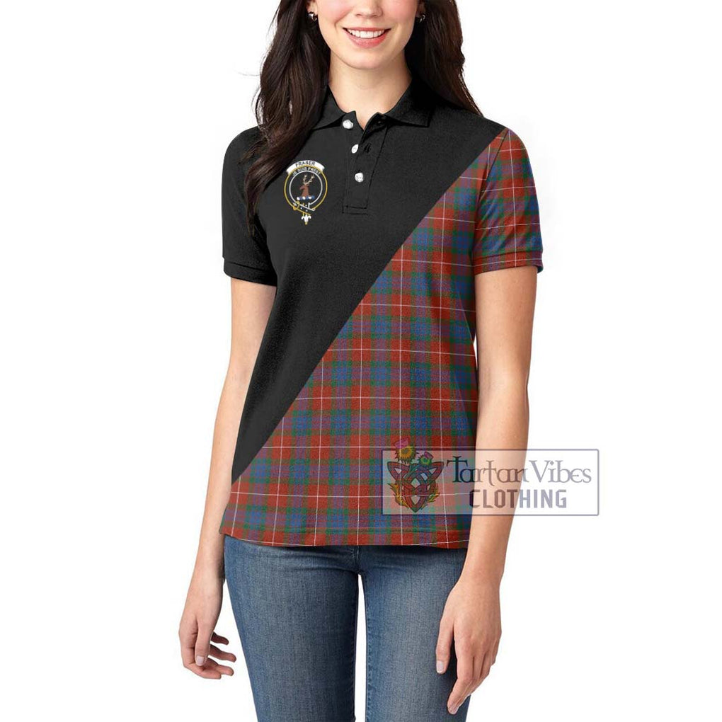 Fraser Ancient Tartan Women's Polo Shirt with Family Crest and Military Logo Style - Tartanvibesclothing Shop