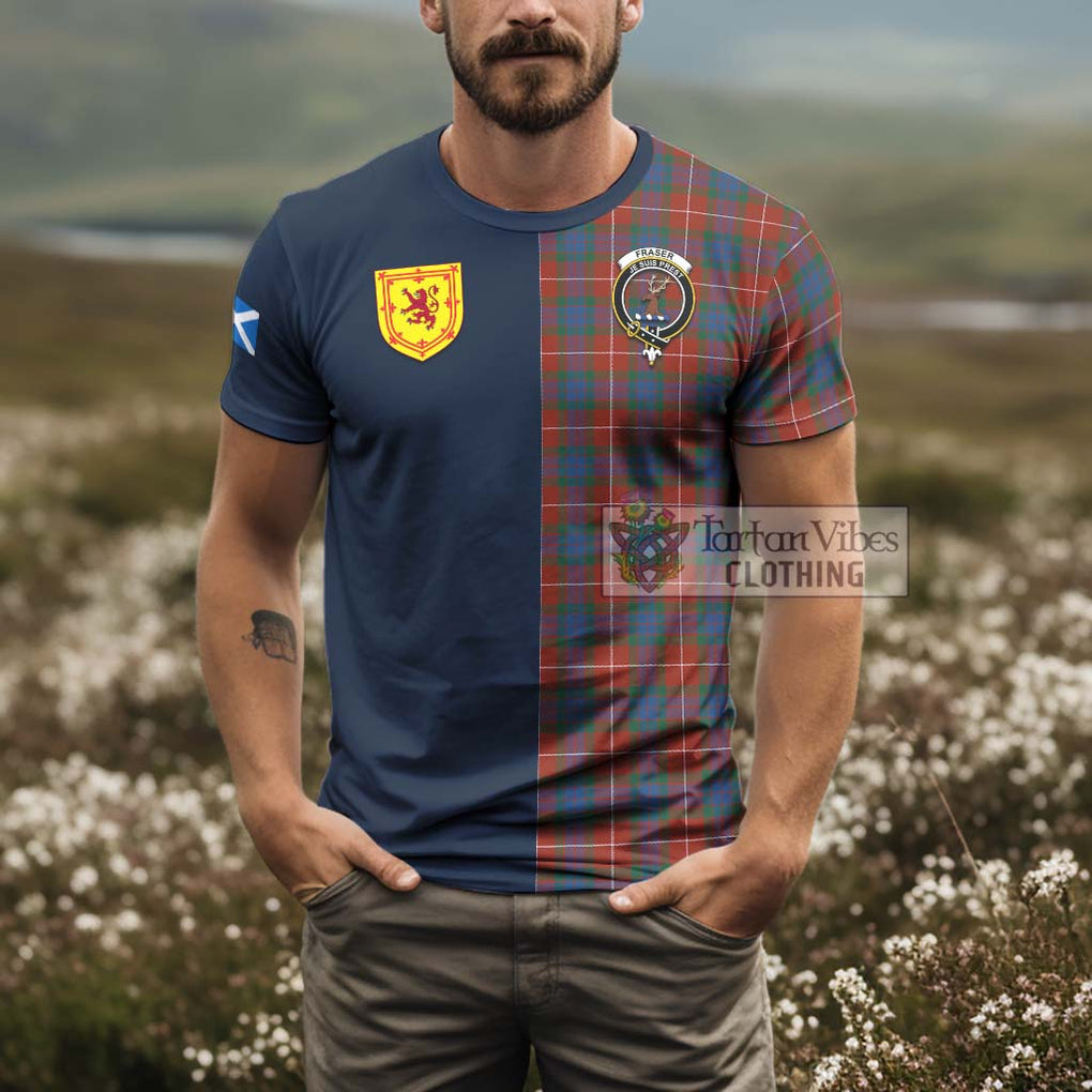 Tartan Vibes Clothing Fraser Ancient Tartan T-Shirt Alba with Scottish Lion Royal Arm Half Style