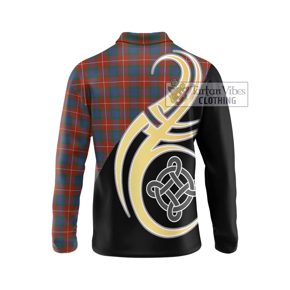 Fraser Ancient Tartan Long Sleeve Polo Shirt with Family Crest and Celtic Symbol Style - Tartan Vibes Clothing