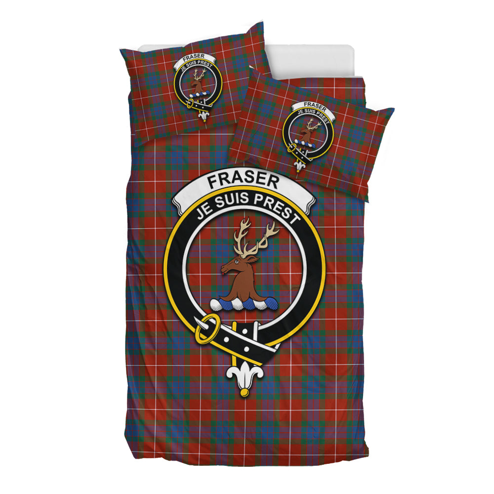 Fraser Ancient Tartan Bedding Set with Family Crest - Tartan Vibes Clothing