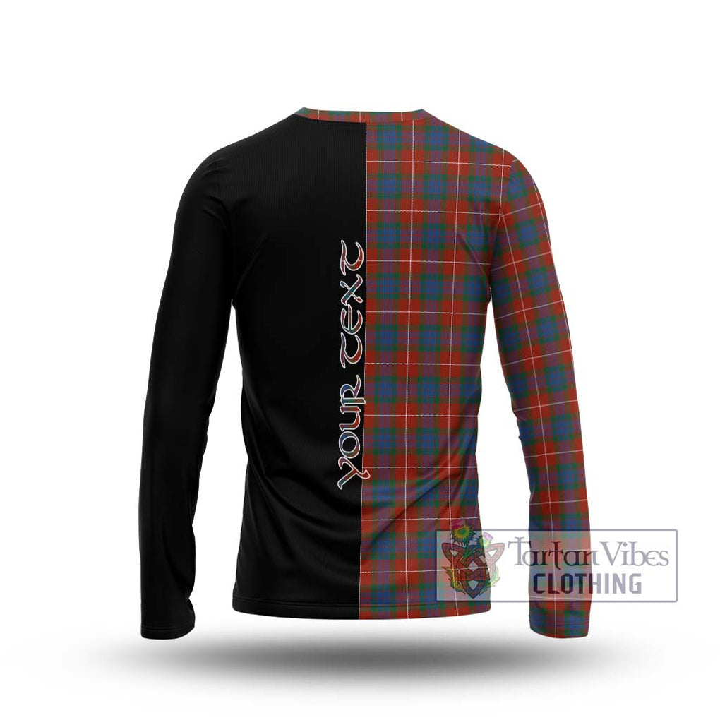 Fraser Ancient Tartan Long Sleeve T-Shirt with Family Crest and Half Of Me Style - Tartanvibesclothing Shop