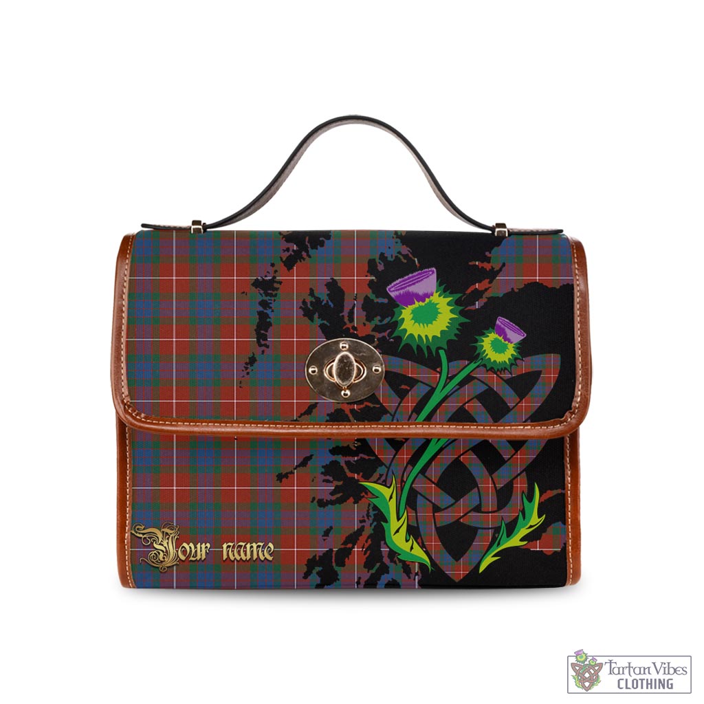 Tartan Vibes Clothing Fraser Ancient Tartan Waterproof Canvas Bag with Scotland Map and Thistle Celtic Accents