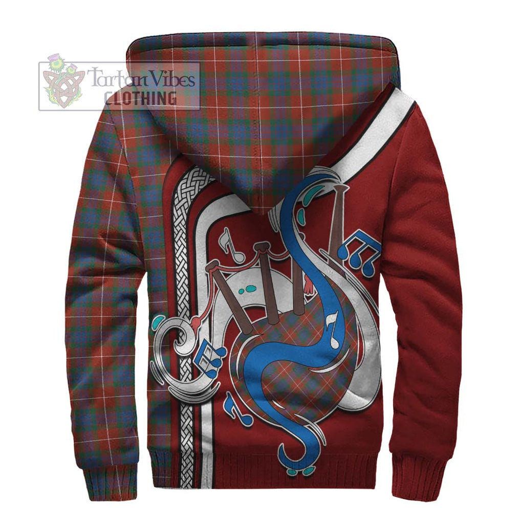 Fraser Ancient Tartan Sherpa Hoodie with Epic Bagpipe Style - Tartanvibesclothing Shop