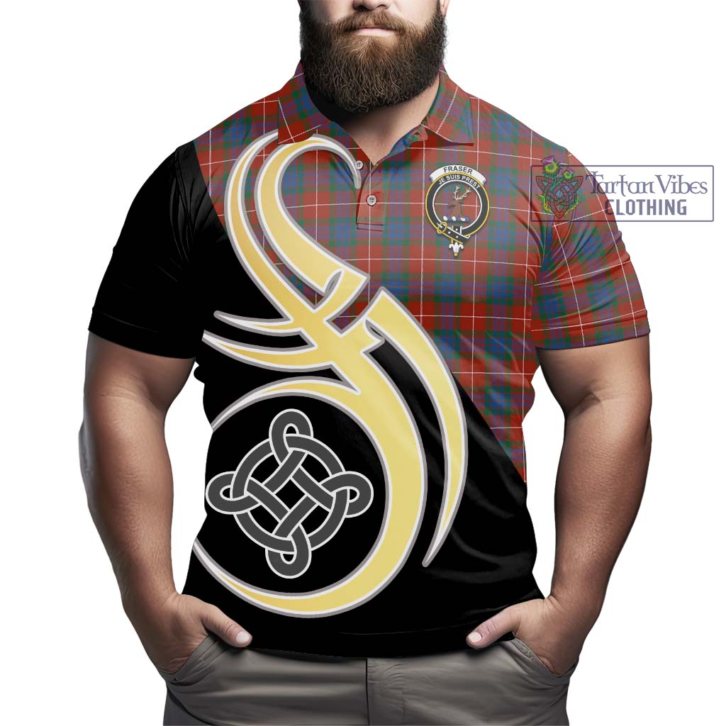 Fraser Ancient Tartan Polo Shirt with Family Crest and Celtic Symbol Style - Tartan Vibes Clothing