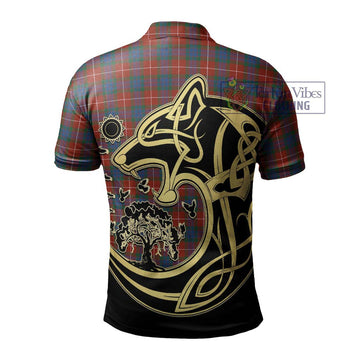 Fraser Ancient Tartan Polo Shirt with Family Crest Celtic Wolf Style