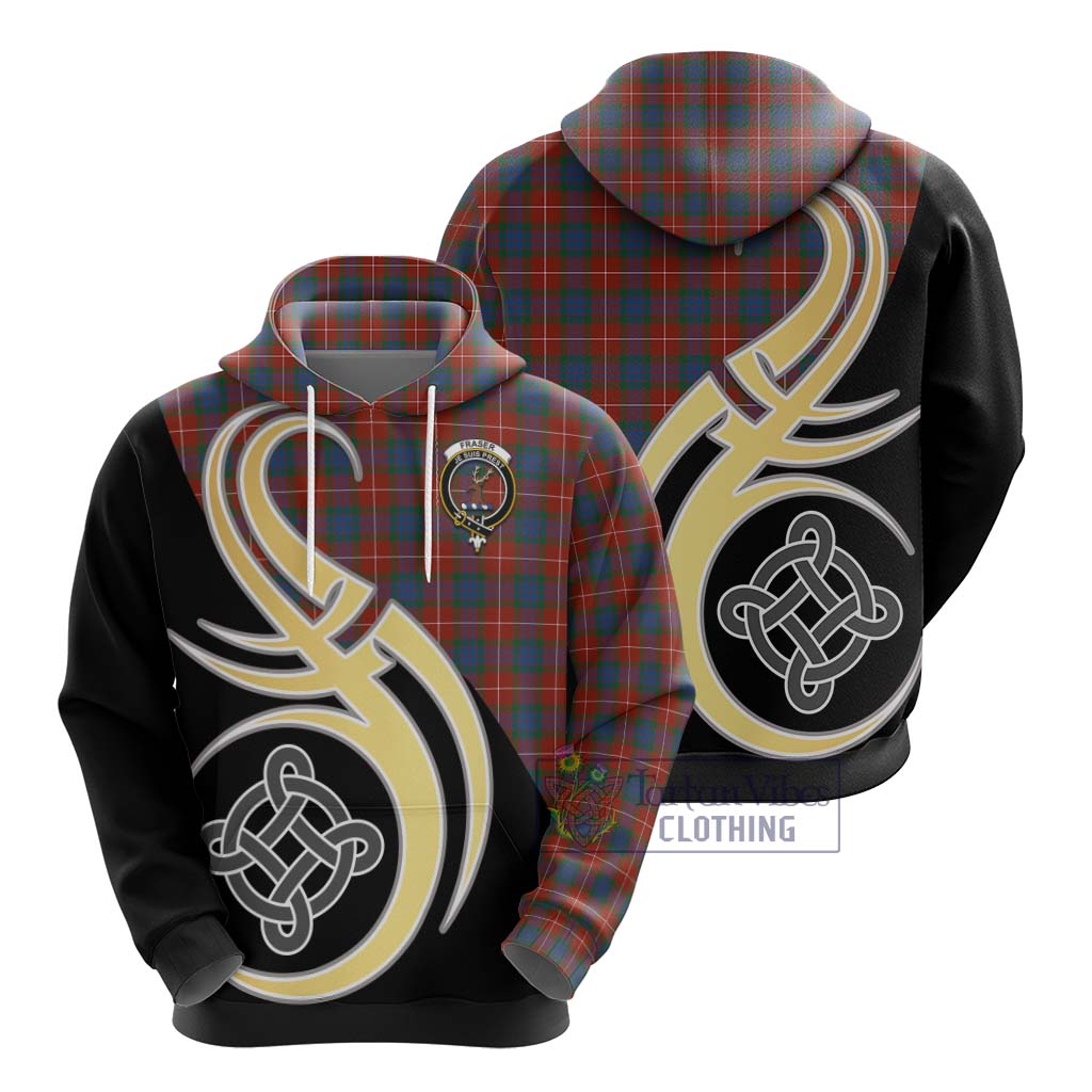 Fraser Ancient Tartan Hoodie with Family Crest and Celtic Symbol Style - Tartan Vibes Clothing