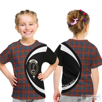 Fraser Ancient Tartan Kid T-Shirt with Family Crest Circle Style