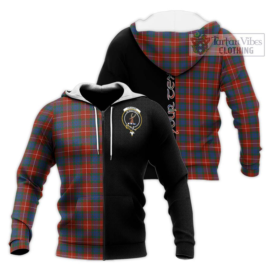 Fraser Ancient Tartan Knitted Hoodie with Family Crest and Half Of Me Style Unisex Knitted Zip Hoodie - Tartanvibesclothing Shop