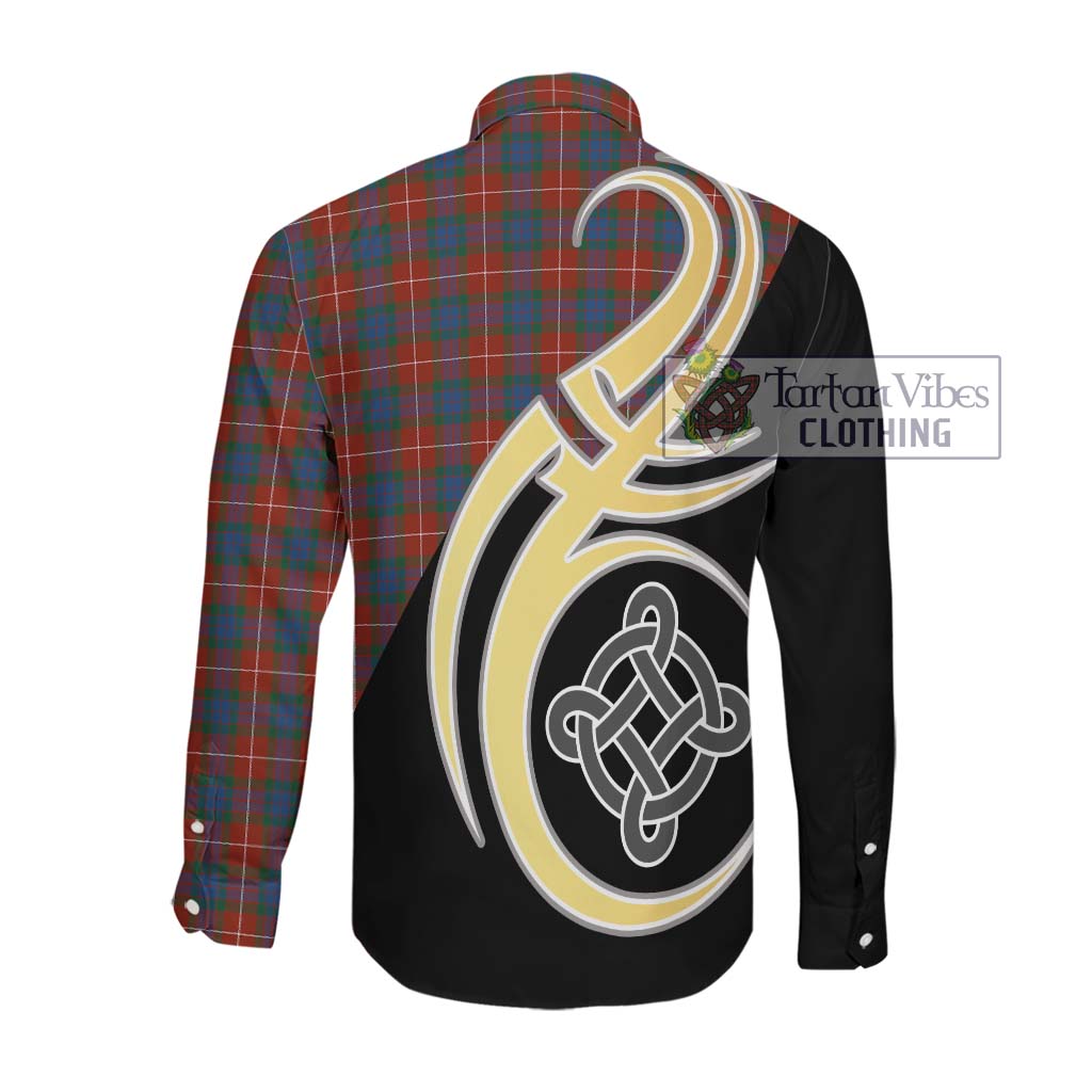 Fraser Ancient Tartan Long Sleeve Button Shirt with Family Crest and Celtic Symbol Style Men's Shirt - Tartan Vibes Clothing