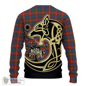 Fraser Ancient Tartan Ugly Sweater with Family Crest Celtic Wolf Style