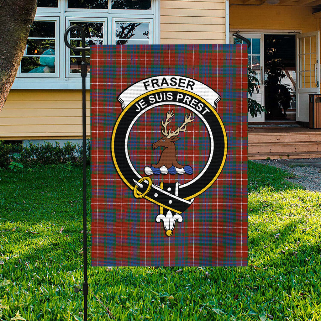 fraser-ancient-tartan-flag-with-family-crest