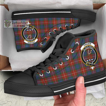 Fraser Ancient Tartan High Top Shoes with Family Crest