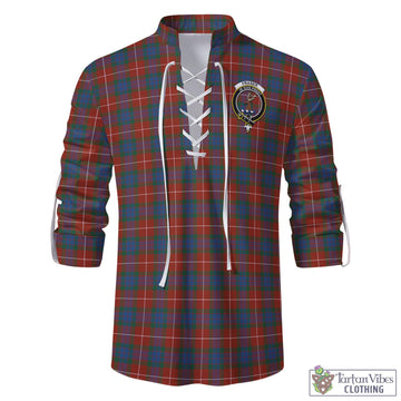 Fraser Ancient Tartan Men's Scottish Traditional Jacobite Ghillie Kilt Shirt with Family Crest