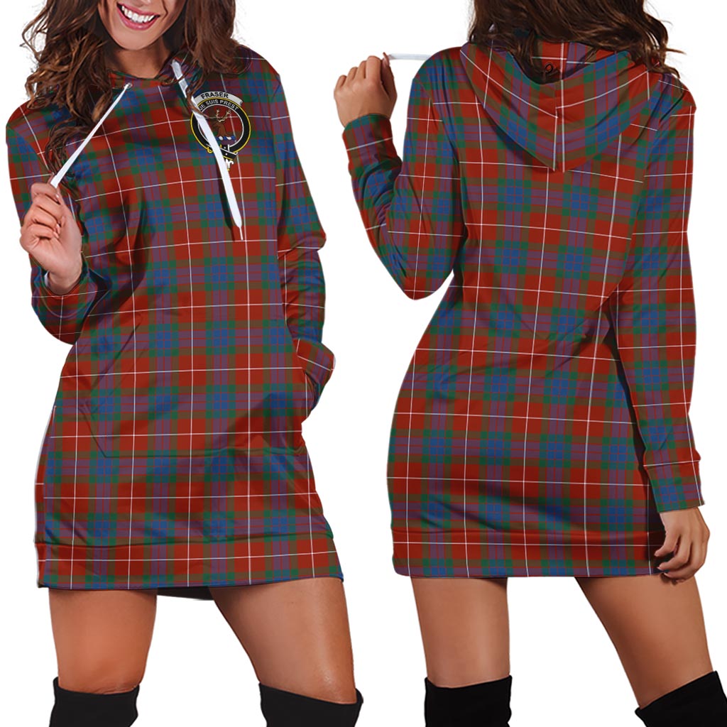 Fraser Ancient Tartan Hoodie Dress with Family Crest - Tartan Vibes Clothing