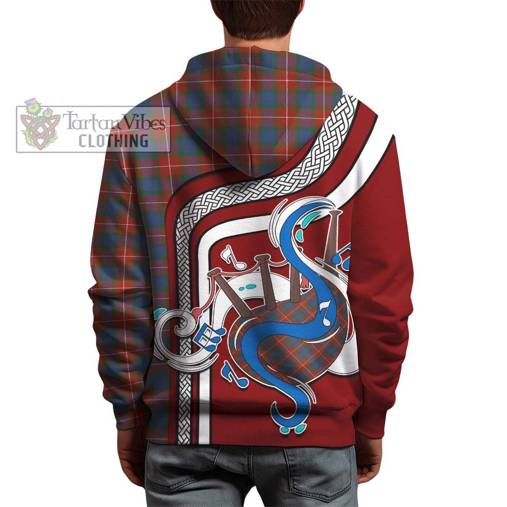 Fraser Ancient Tartan Hoodie with Epic Bagpipe Style - Tartanvibesclothing Shop